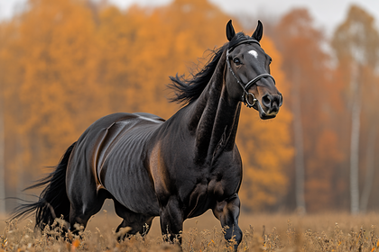 Majestic Black Horse Running