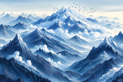Majestic Blue Mountain Range