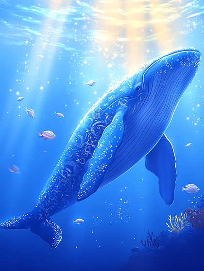 Majestic Blue Whale Underwater