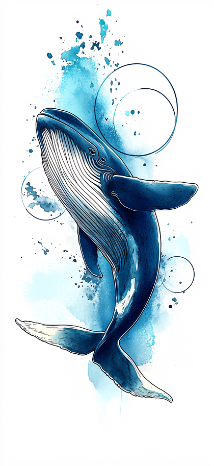 Majestic Blue Whale Watercolor Illustration