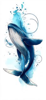Majestic Blue Whale Watercolor Illustration