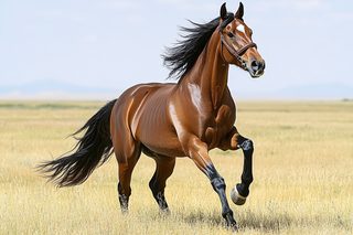 Majestic Brown Horse Galloping In Field
