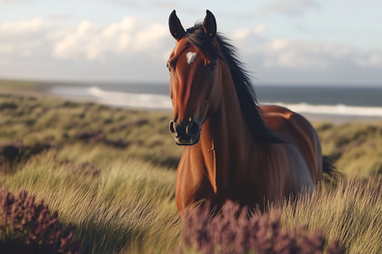 Majestic Brown Horse in Meadow