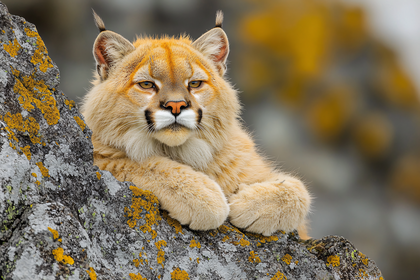 Majestic Cougar Lounging On Rocky Outcrop