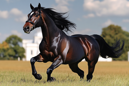 Majestic Dark Brown Horse Running Freely