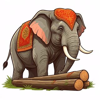 decorated elephant logs