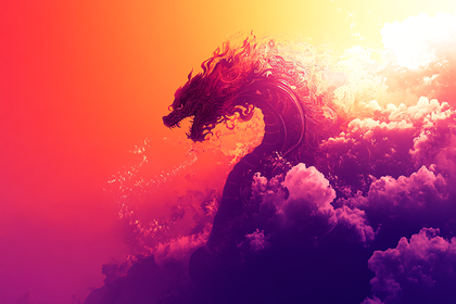 Majestic Dragon Silhouette Sunset
