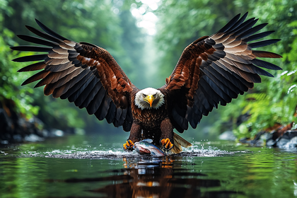 Majestic Eagle Catching Fish