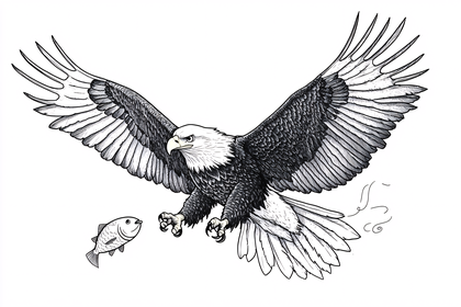 Majestic Eagle Hunting Fish