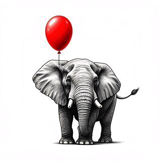 elephant red balloon