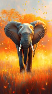 Majestic Elephant in Golden Field