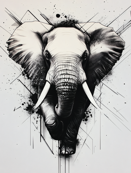 Majestic Elephant Ink Sketch