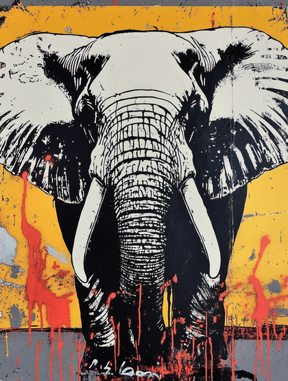Majestic Elephant Portrait in Urban Art Style