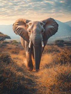 Majestic Elephant Walking in Savannah