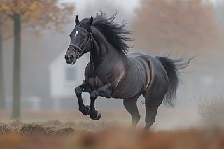 Majestic Galloping Black Horse