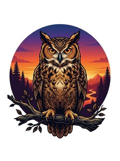 horned owl sunset