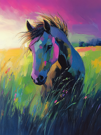 Majestic Horse Portrait in Vibrant Field