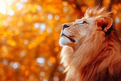 Majestic Lion Gazing Upward