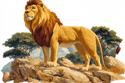 Majestic Lion on Rocky Terrain