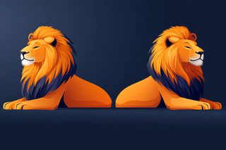 Majestic Lions Facing Each Other