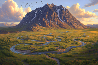 Majestic Mountain Landscape With River