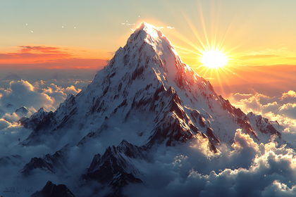 Majestic Mountain Peak at Sunrise
