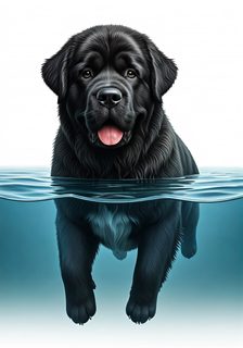 swimming newfoundland dog
