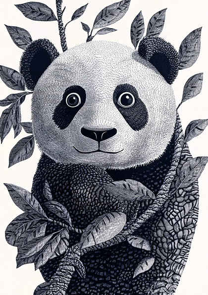 Majestic Panda In Lush Foliage