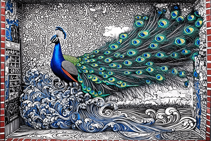 Majestic Peacock Displaying Feathers