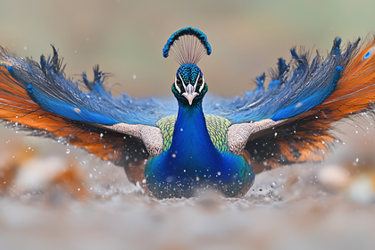 Majestic Peacock Displaying Feathers