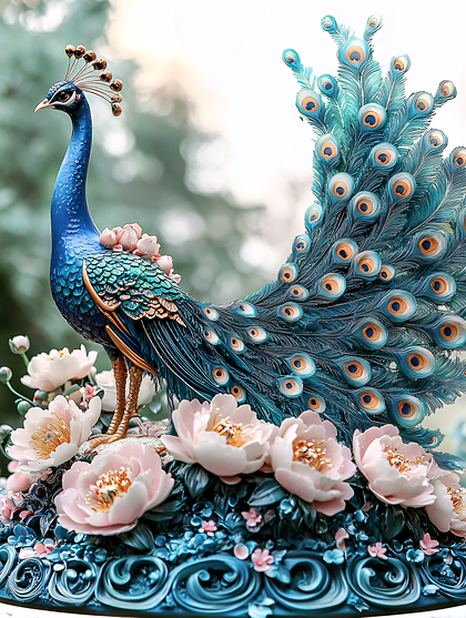 Majestic Peacock Figurine