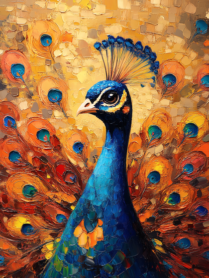 Majestic Peacock Oil Painting
