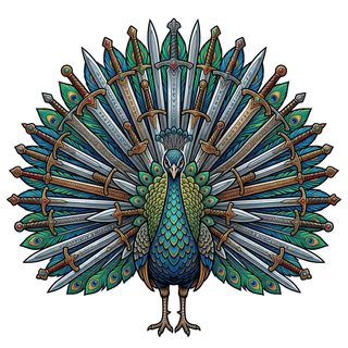 sword peacock illustration