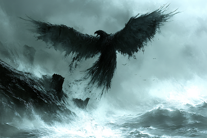 Majestic Phoenix Over Stormy Sea