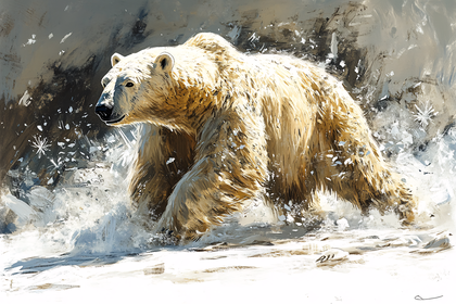 Majestic Polar Bear in Snowy Landscape