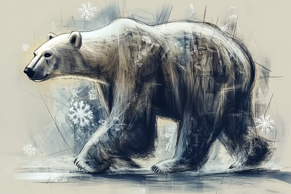 Majestic Polar Bear in Winter Sketch
