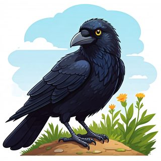 majestic raven illustration