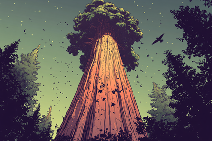 Majestic Redwood Tree In Forest