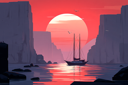 Majestic Sailboat At Sunset