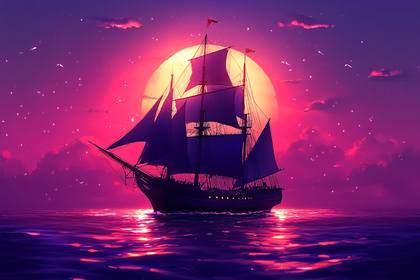 Majestic Ship at Sunset