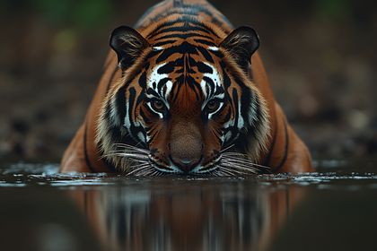 Majestic Tiger Portrait in Water
