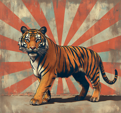 Majestic Tiger Retro Backdrop