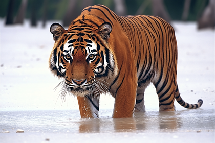 Majestic Tiger Walking in Water
