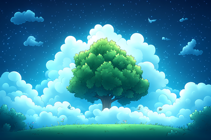 Majestic Tree Under Night Sky