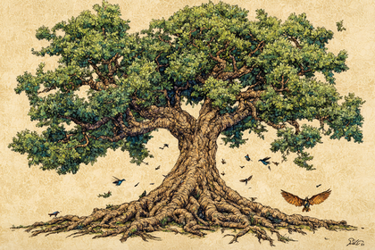 Majestic Tree with Birds