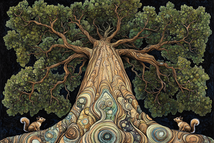 Majestic Tree with Squirrels