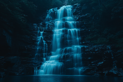 Majestic Waterfall at Night