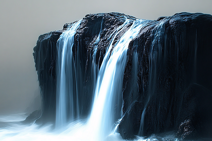 Majestic Waterfall Cascading Down Rocky Cliff