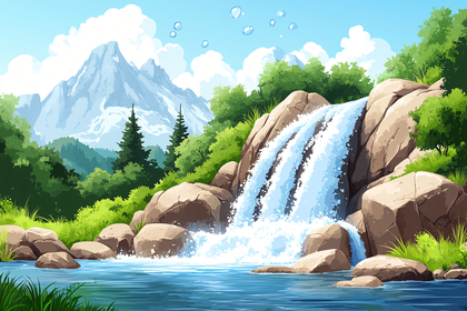 Majestic Waterfall Landscape