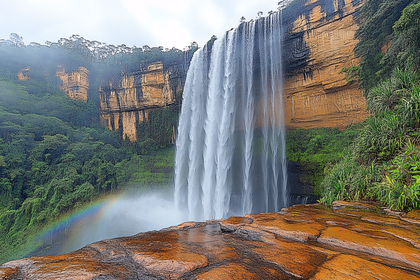 Majestic Waterfall Rainbow Landscape